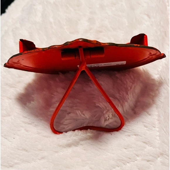 Business Card Holder Orange Red Color Metal Farmhouse style 4 1/2” x 6” - Picture 2 of 5